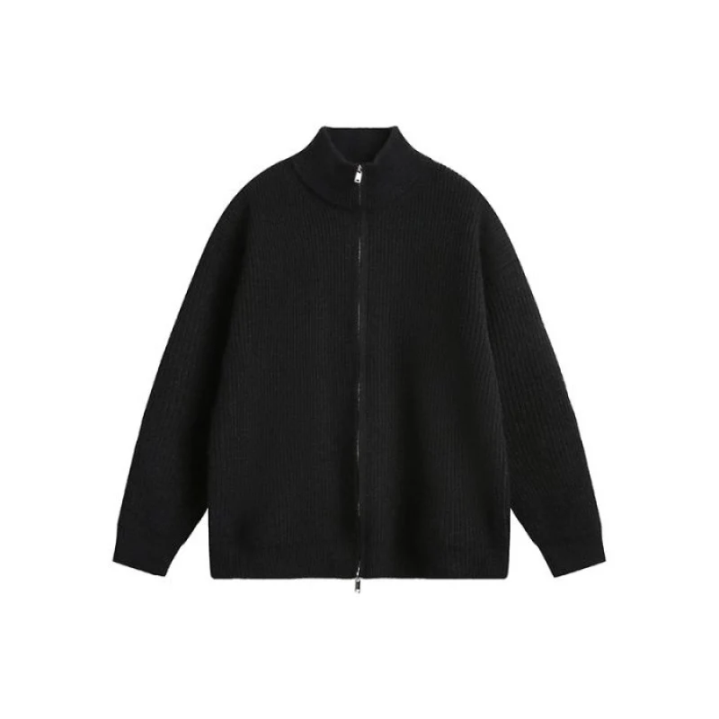 Unisex Oversized Strick-Zipjacke mit Stehkragen und Rippbündchen Nord Taschen