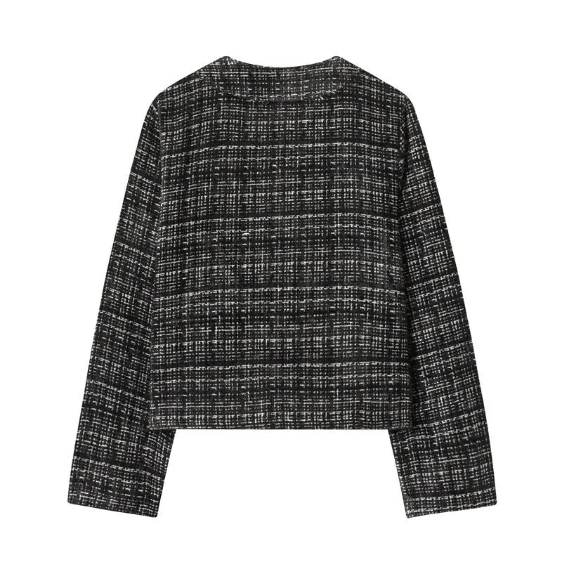 Damen Boxy-Tweedjacke im Bouclé‑Look mit verdeckter Knopfleiste und kastiger Silhouette Nord Taschen