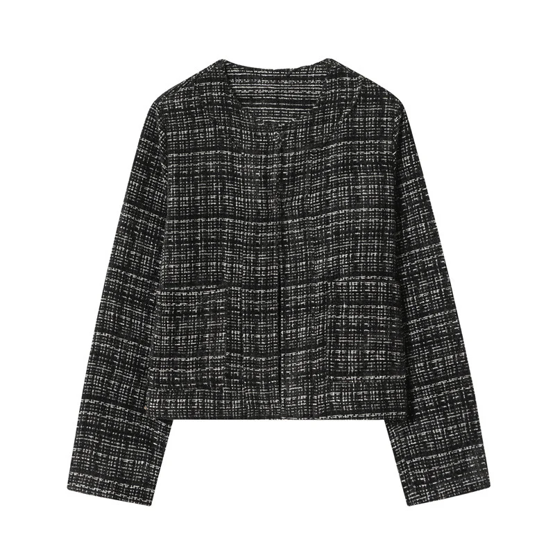 Damen Boxy-Tweedjacke im Bouclé‑Look mit verdeckter Knopfleiste und kastiger Silhouette Nord Taschen