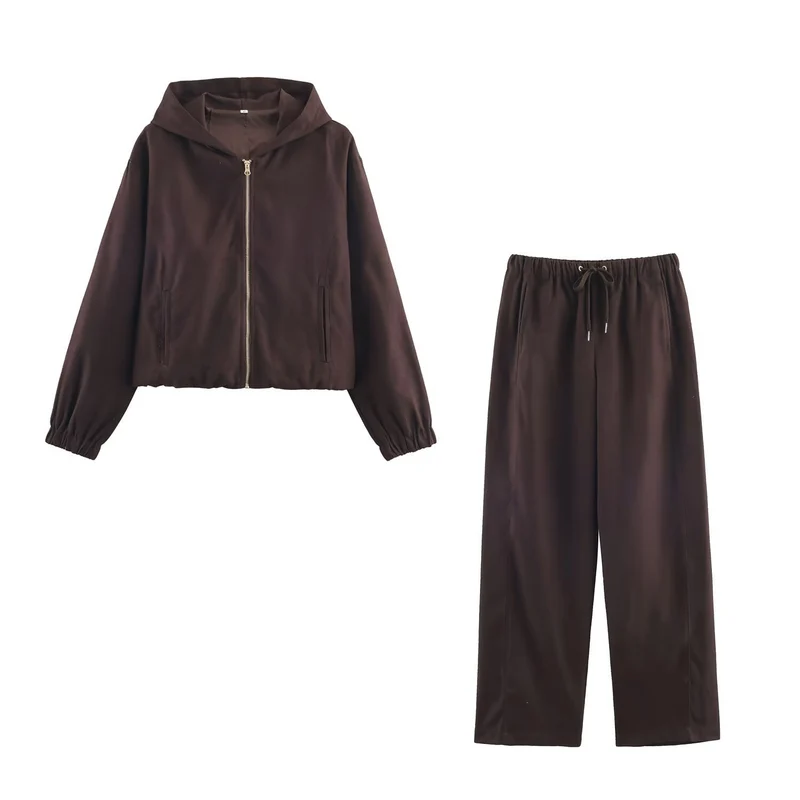 Damen Boxy-Kapuzenjacke aus Veloursoptik mit durchgehendem Reißverschluss und Gummsaum Nord Taschen