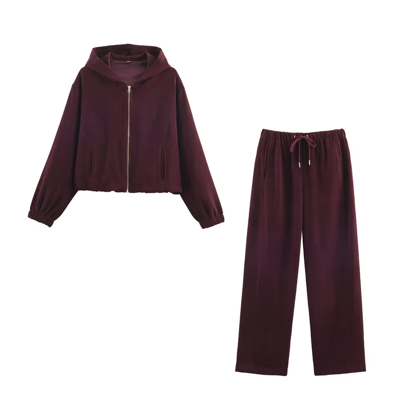 Damen Boxy-Kapuzenjacke aus Veloursoptik mit durchgehendem Reißverschluss und Gummsaum Nord Taschen