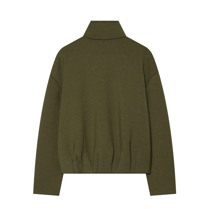 Damen Boxy Cropped Stehkragen‑Strickjacke mit durchgehendem Reißverschluss und überschnittener Schulter Nord Taschen