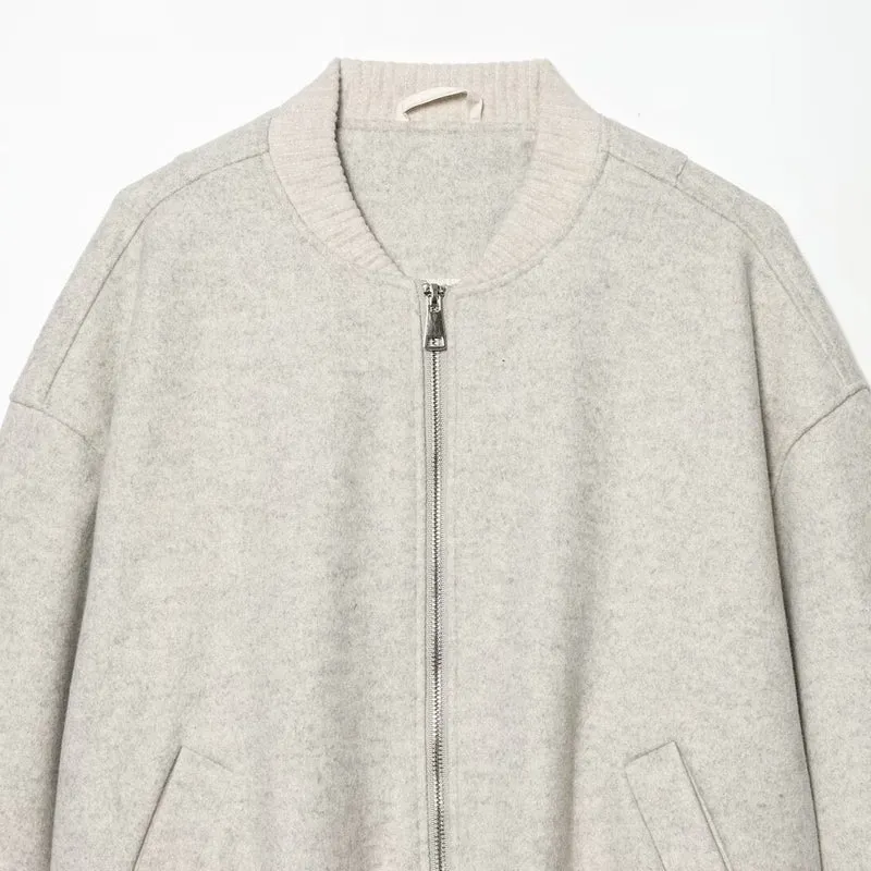 Damen Boxy-Bomberjacke aus Sweatmaterial mit Reißverschluss und Ärmeltasche Nord Taschen