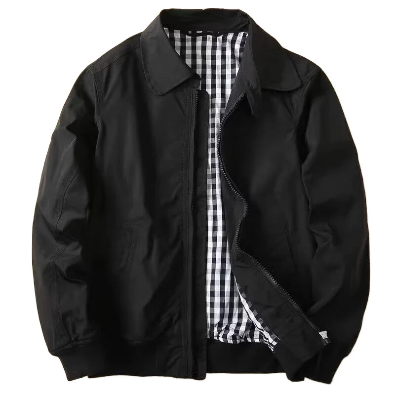 Herren Schlanke Harrington-Jacke im Bomberstil mit Hemdkragen und geripptem Saum Nord Taschen