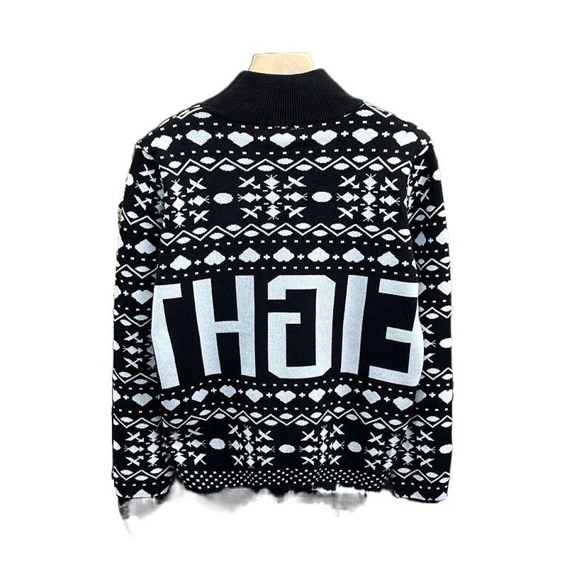 Herren Rollkragenpullover mit Norweger-Jacquard und großflächigem Logoprint Nord Taschen