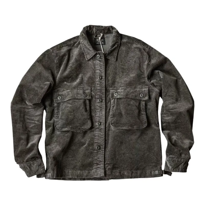 Herren Robustes Kord-Overshirt im Worker-Look mit aufgesetzten Pattentaschen Nord Taschen