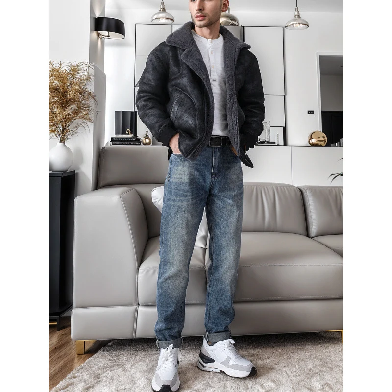 Herren Relaxed-Tapered Vintage-Jeans mit Used‑Effekt und aufgekrempeltem Saum Nord Taschen