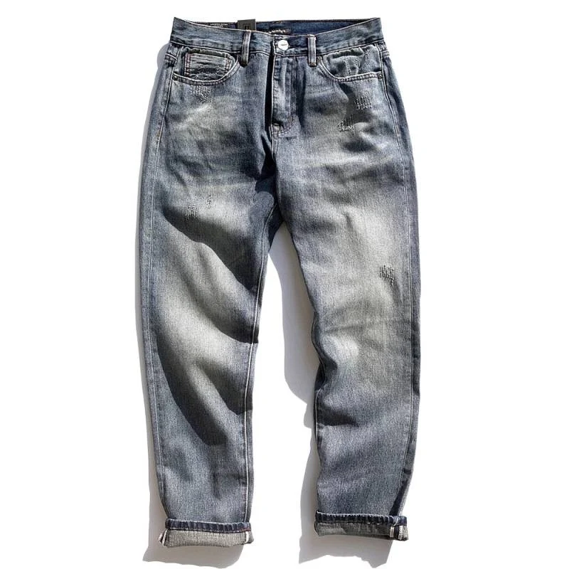 Herren Relaxed-Tapered Vintage-Jeans mit Used‑Effekt und aufgekrempeltem Saum Nord Taschen