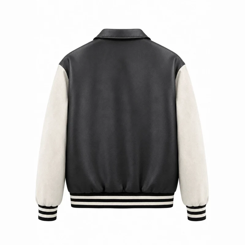 Herren Letterman-Jacke im Retrostil mit Kunstlederkörper und Wildlederärmeln Nord Taschen
