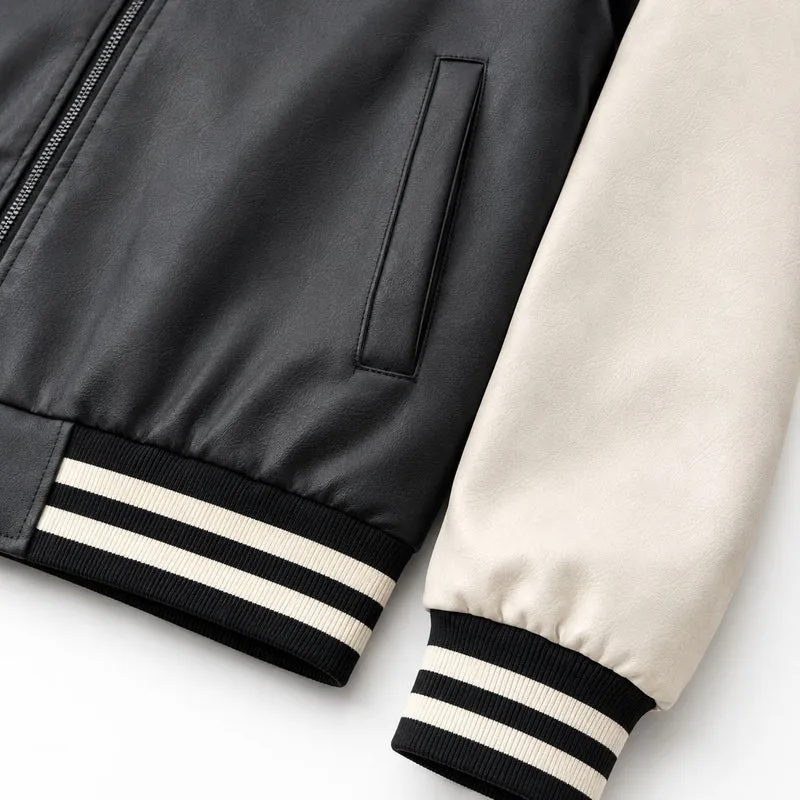 Herren Letterman-Jacke im Retrostil mit Kunstlederkörper und Wildlederärmeln Nord Taschen