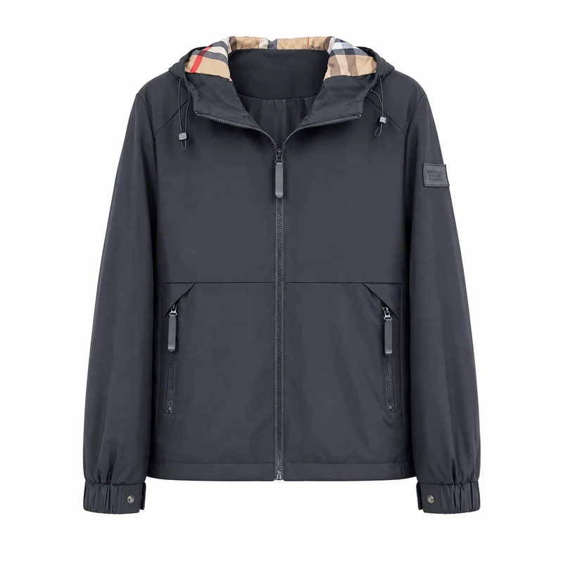 Herren leichte winddichte Softshell‑Kapuzenjacke mit kariert gefütterter Kapuze Nord Taschen