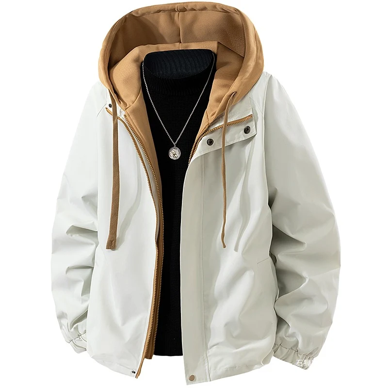 Herren Leichte wind- und wasserabweisende Kapuzen-Übergangsjacke mit fleecegefütterter Kapuze und elastischem Saum Nord Taschen
