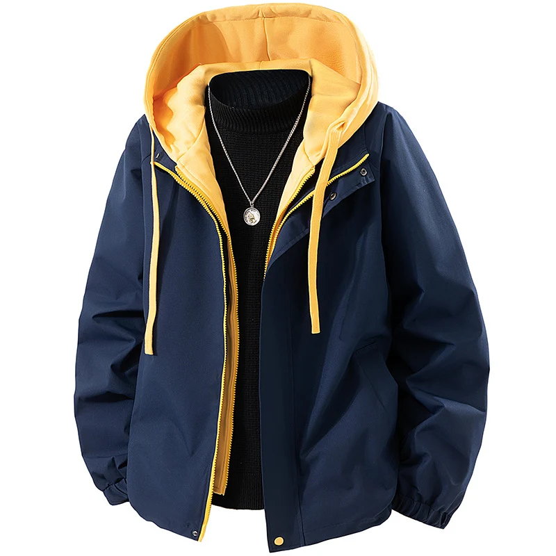 Herren Leichte wind- und wasserabweisende Kapuzen-Übergangsjacke mit fleecegefütterter Kapuze und elastischem Saum Nord Taschen