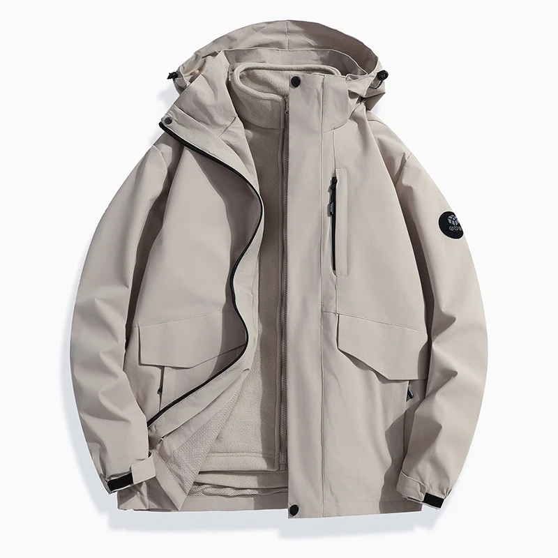Herren Leichte Softshell-Regenjacke mit herausnehmbarem Fleecefutter, versiegelten Nähten und Multifunktions‑Taschen Nord Taschen