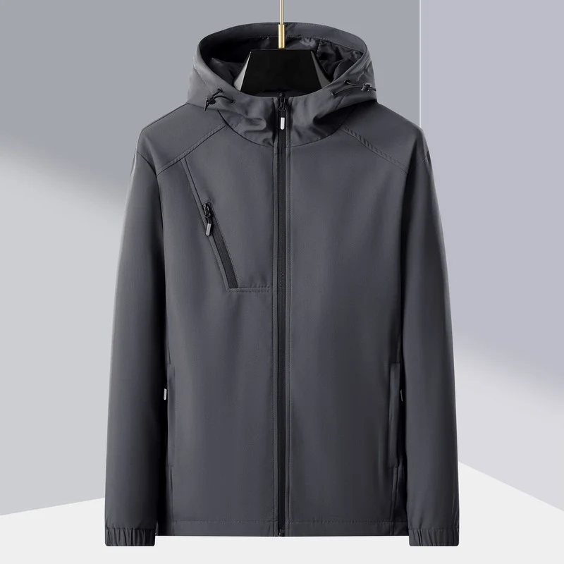 Herren leichte Softshell-Outdoorjacke mit ergonomischer Kapuze und diagonalem Brustreißverschluss Nord Taschen