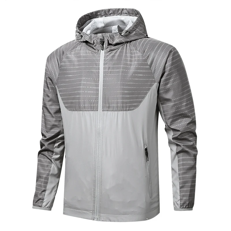 Herren Leichte Reflektierende Kapuzen-Windjacke mit Mesh-Futter und Reißverschlusstaschen Nord Taschen