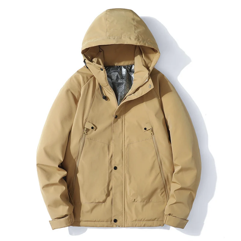 Herren Leichte Kapuzenjacke aus Softshell mit Thermofutter und minimalistischen Reißverschlusstaschen Nord Taschen