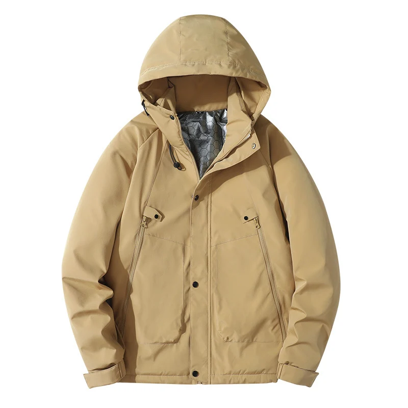 Herren Leichte Kapuzenjacke aus Softshell mit Thermofutter und minimalistischen Reißverschlusstaschen Nord Taschen