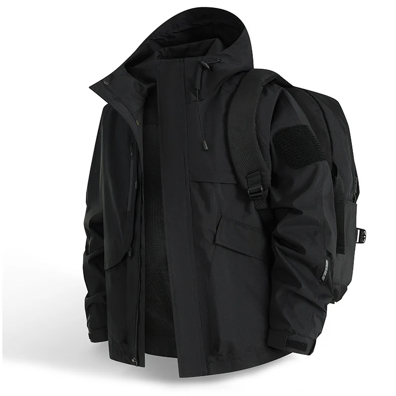 Herren Urbaner wetterabweisender Kapuzenparka mit Multifunktionstaschen und Mesh-Innenfutter Nord Taschen