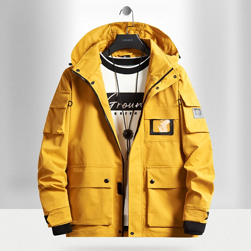 Herren Urbaner Tech-Parka mit Kapuze, Multifunktionstaschen und Thermoisolierung Nord Taschen