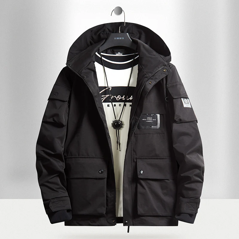 Herren Urbaner Tech-Parka mit Kapuze, Multifunktionstaschen und Thermoisolierung Nord Taschen