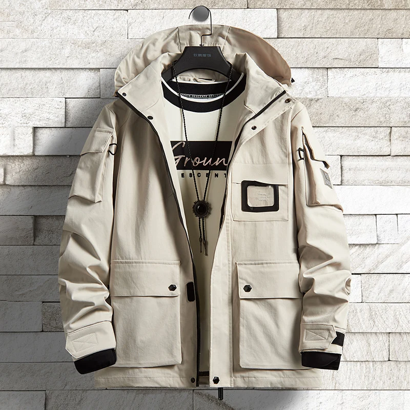 Herren Urbaner Tech-Parka mit Kapuze, Multifunktionstaschen und Thermoisolierung Nord Taschen