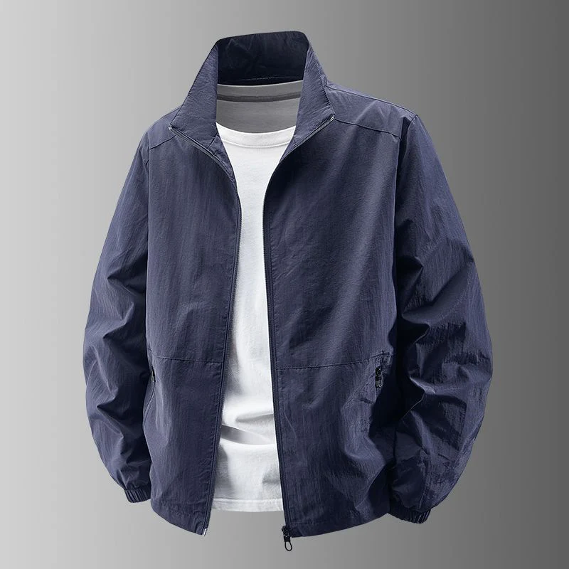 Herren Ultraleichter Urban-Windblouson mit Stehkragen, Zwei-Wege-Reißverschluss und elastischen Bündchen Nord Taschen