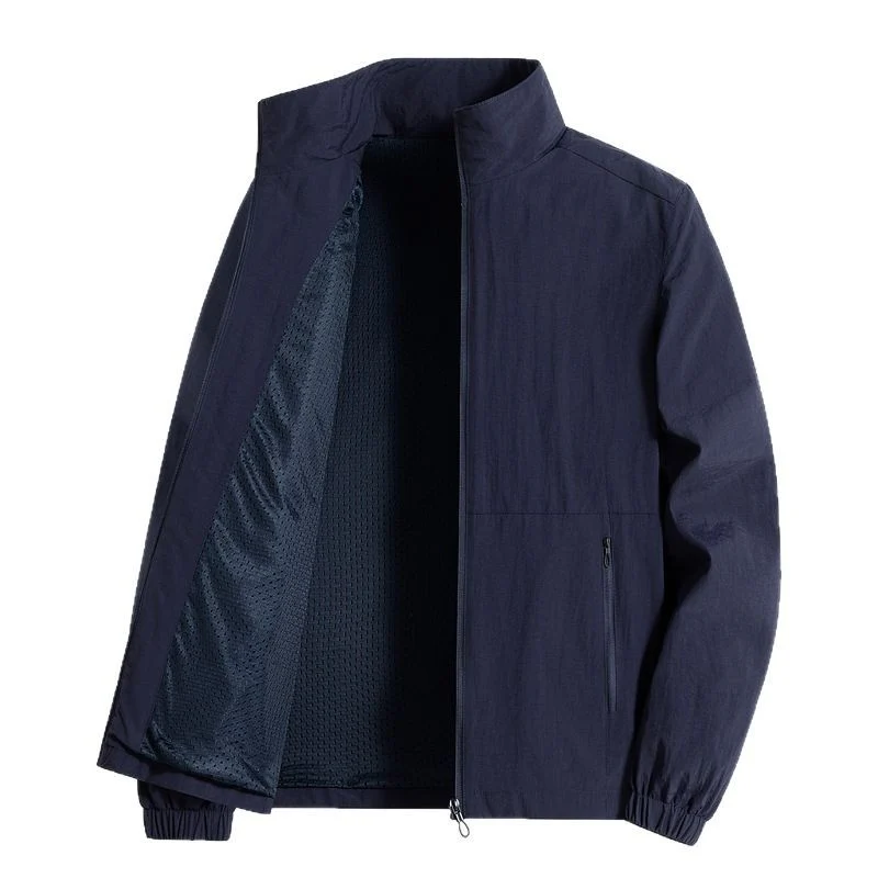 Herren Ultraleichter Urban-Windblouson mit Stehkragen, Zwei-Wege-Reißverschluss und elastischen Bündchen Nord Taschen