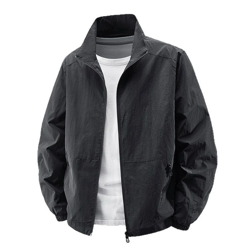 Herren Ultraleichter Urban-Windblouson mit Stehkragen, Zwei-Wege-Reißverschluss und elastischen Bündchen Nord Taschen