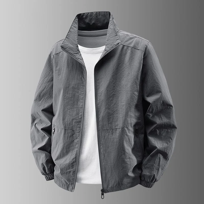 Herren Ultraleichter Urban-Windblouson mit Stehkragen, Zwei-Wege-Reißverschluss und elastischen Bündchen Nord Taschen