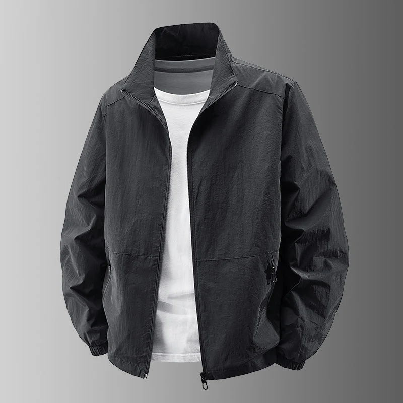 Herren Ultraleichter Urban-Windblouson mit Stehkragen, Zwei-Wege-Reißverschluss und elastischen Bündchen Nord Taschen