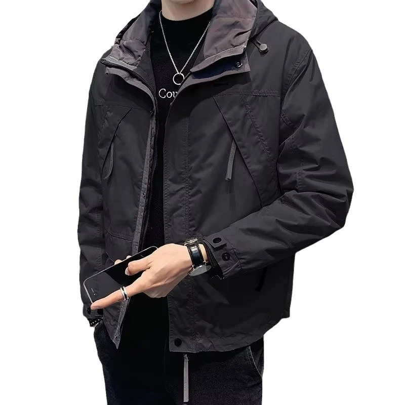Herren Leichte Funktionsjacke mit Kapuze, wasserabweisender Mikro-Finish und Multifunktions-Taschen Nord Taschen
