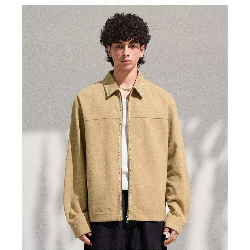 Herren Leichte Blousonjacke mit kontrastierter Zierband-Blende Nord Taschen