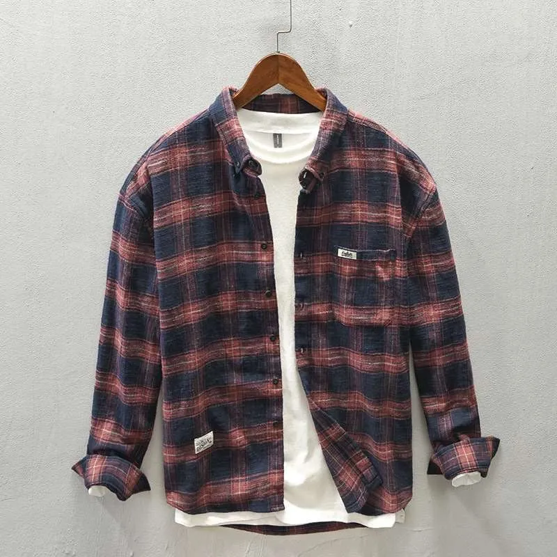 Herren Legeres Karo-Flanell-Overshirt aus weichem Baumwollmix mit Brusttasche Nord Taschen