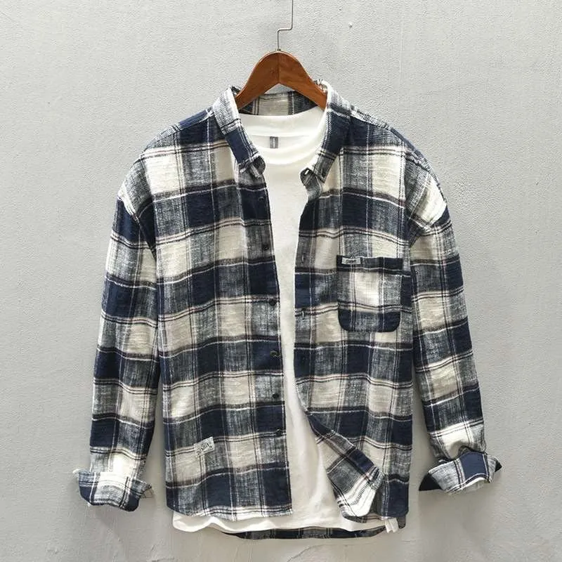 Herren Legeres Karo-Flanell-Overshirt aus weichem Baumwollmix mit Brusttasche Nord Taschen