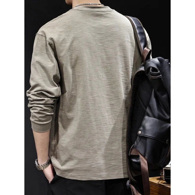 Herren Langarmshirt aus Baumwollmix mit subtiler Waschstruktur und Rundhalsausschnitt Nord Taschen