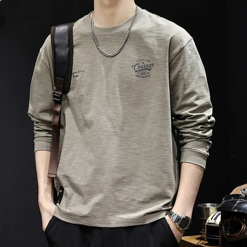 Herren Langarmshirt aus Baumwollmix mit subtiler Waschstruktur und Rundhalsausschnitt Nord Taschen