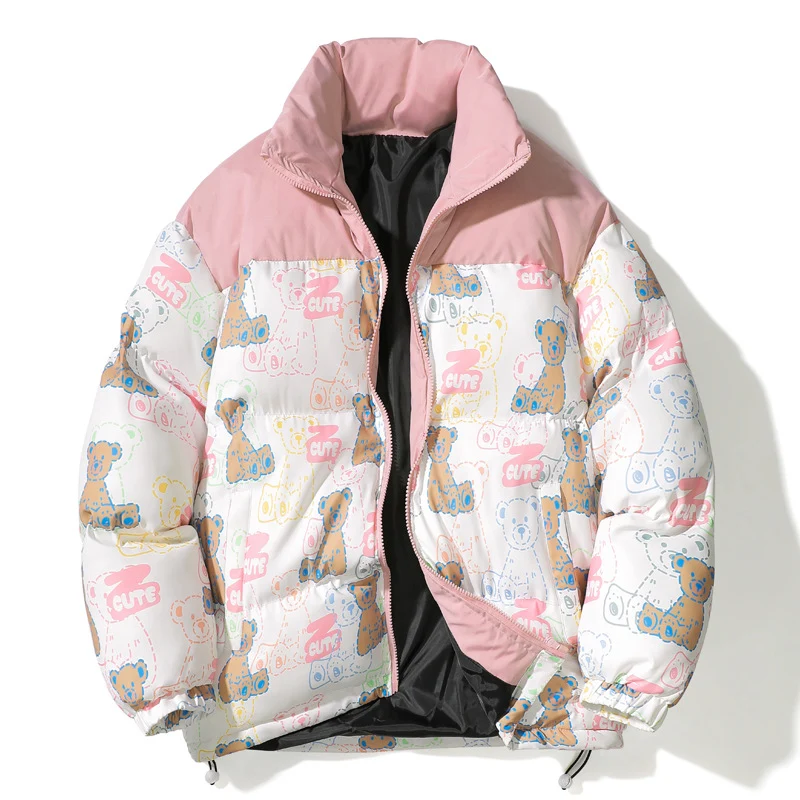 Unisex Gestepptes Teddy‑Print Pufferjacke mit hohem Kragen Nord Taschen