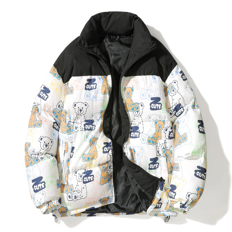 Unisex Gestepptes Teddy‑Print Pufferjacke mit hohem Kragen Nord Taschen