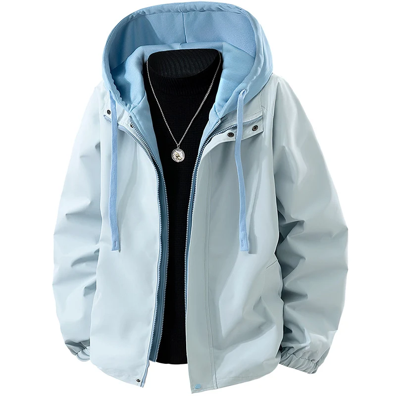 Herren Zweilagige Windbreaker-Kapuzenjacke mit Kontrastfutter und verdecktem Reißverschluss Nord Taschen