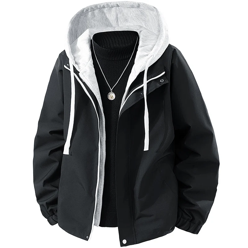 Herren Zweilagige Windbreaker-Kapuzenjacke mit Kontrastfutter und verdecktem Reißverschluss Nord Taschen