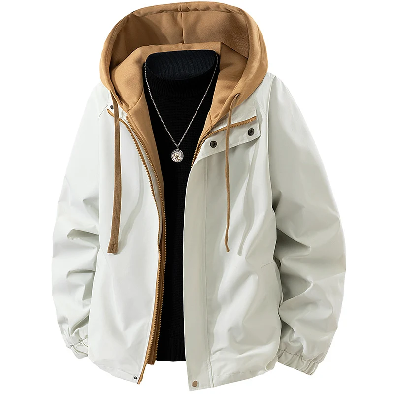 Herren Zweilagige Windbreaker-Kapuzenjacke mit Kontrastfutter und verdecktem Reißverschluss Nord Taschen