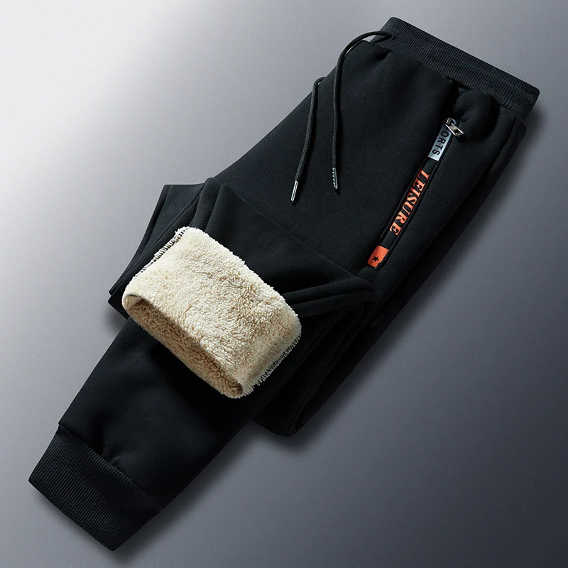 Herren Winterliche Fleece-Jogginghose mit Teddyfutter, elastischem Bund und Reißverschlusstaschen Nord Taschen
