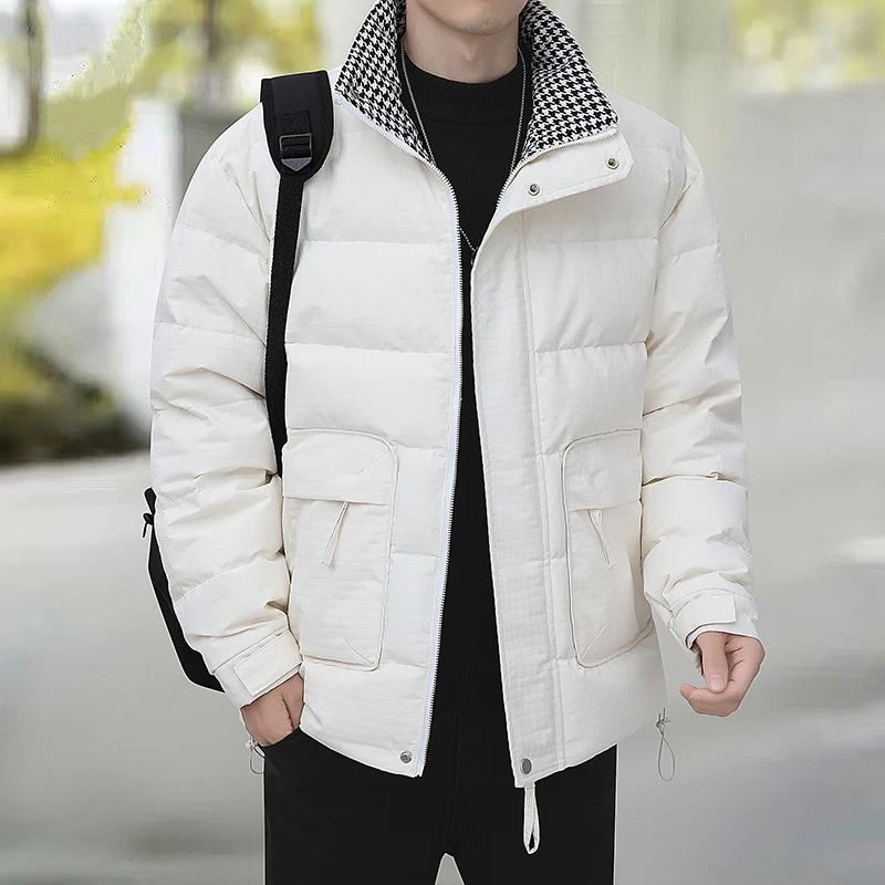 Herren Wattierte Steppjacke mit Hahnentritt-Innenfutter und verstellbarem Saum Nord Taschen