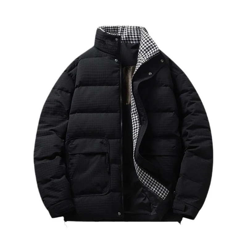 Herren Wattierte Steppjacke mit Hahnentritt-Innenfutter und verstellbarem Saum Nord Taschen