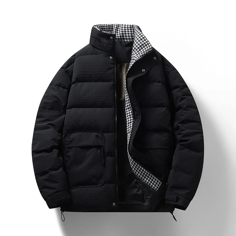 Herren Wattierte Steppjacke mit Hahnentritt-Innenfutter und verstellbarem Saum Nord Taschen