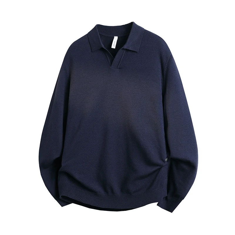 Unisex Oversized Polokragen-Feinstrickpullover mit weitem Schnitt Nord Taschen