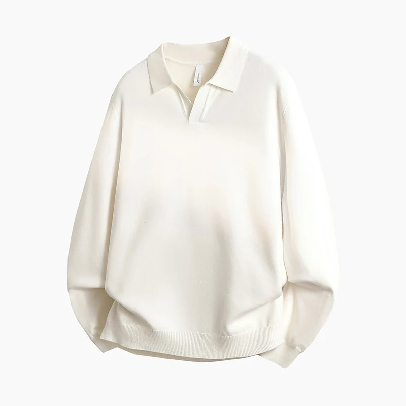 Unisex Oversized Polokragen-Feinstrickpullover mit weitem Schnitt Nord Taschen