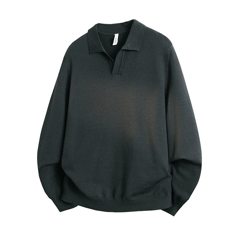 Unisex Oversized Polokragen-Feinstrickpullover mit weitem Schnitt Nord Taschen