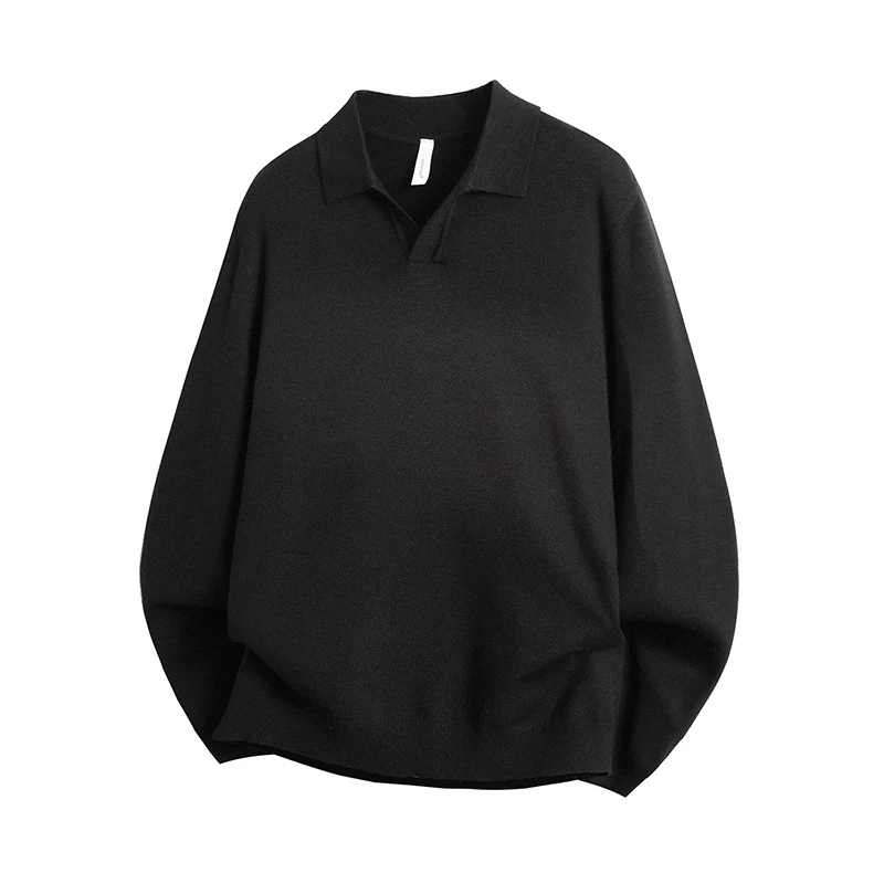 Unisex Oversized Polokragen-Feinstrickpullover mit weitem Schnitt Nord Taschen